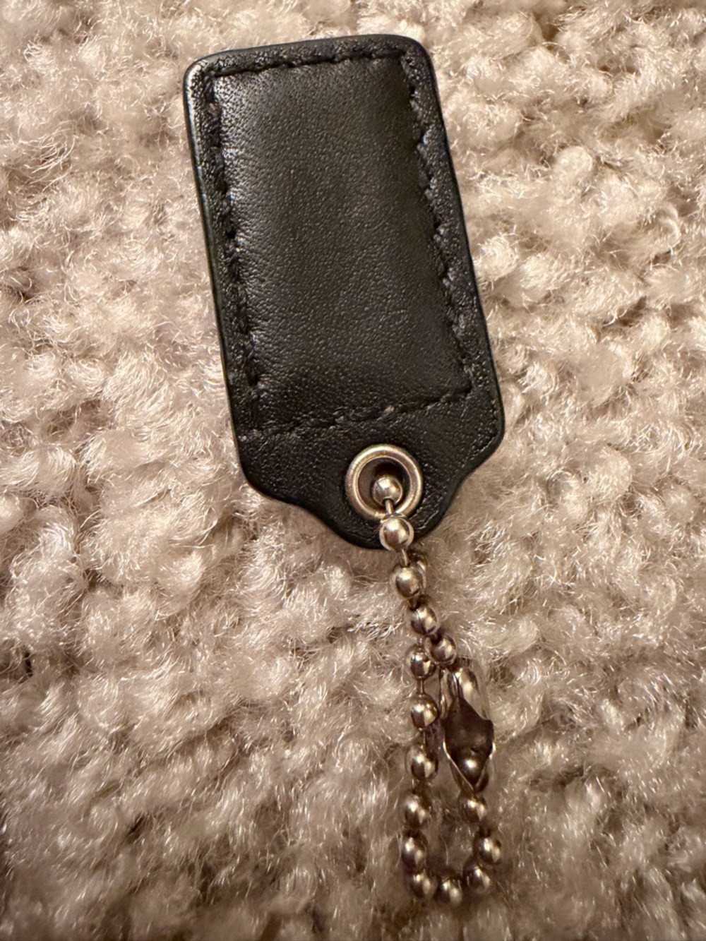 Coach Black Leather Key Tag with Silver Chain - Picture 3 of 4